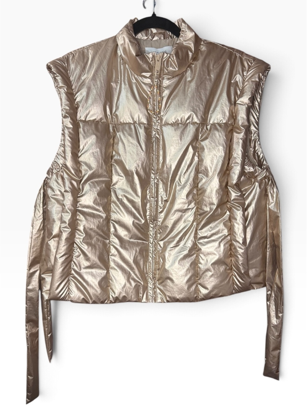 Scalpers "Origami" Metallic Puffer Vest Gold Metallic NWT Size M Water Repellent